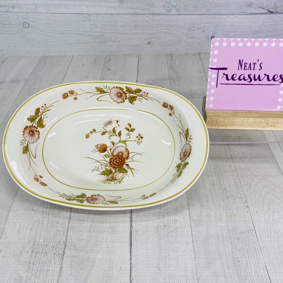 80's Noritake Versatone HOFGARTEN Rust Flowers Hummingbird Oval Vegetable Bowl - Picture 1 of 16